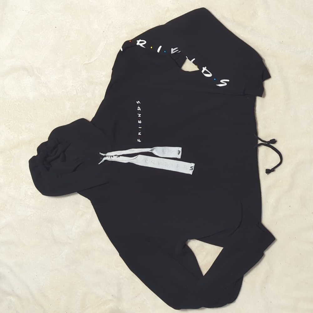 Friends woman's Black Friends Themed cropped hoodie size medium